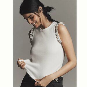 NWT Anthropologie's Maeve Grommet Ruffle Casual Sleeveless Tank Top Festival